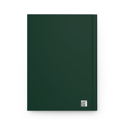 Back cover of a dark green Quran journal with a clean, minimal design.