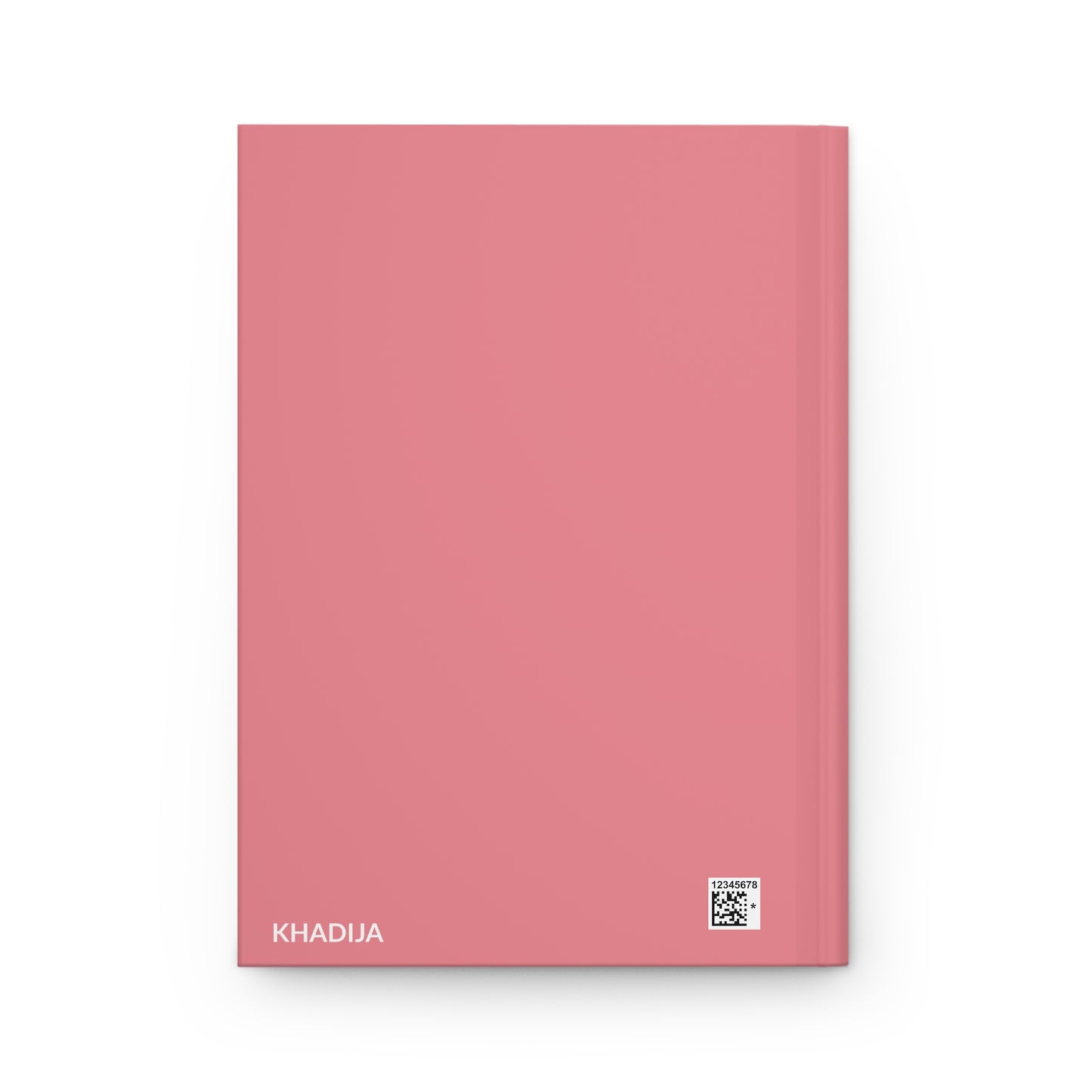 Back view of Muslim woman journal with personalizable name KHADIJA.