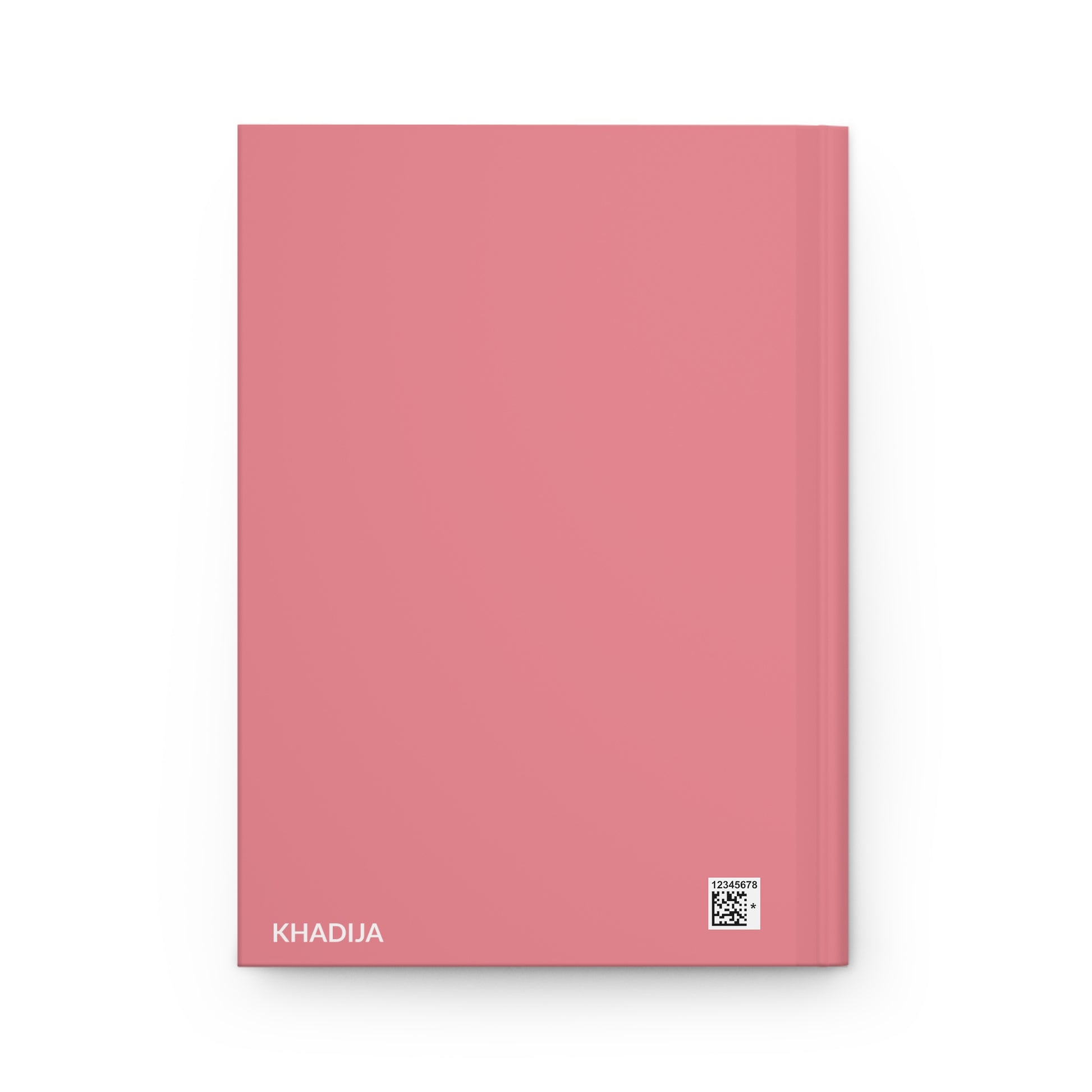 Back view of Muslim woman journal with personalizable name KHADIJA.