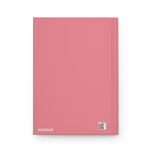 Back view of Muslim woman journal with personalizable name KHADIJA.
