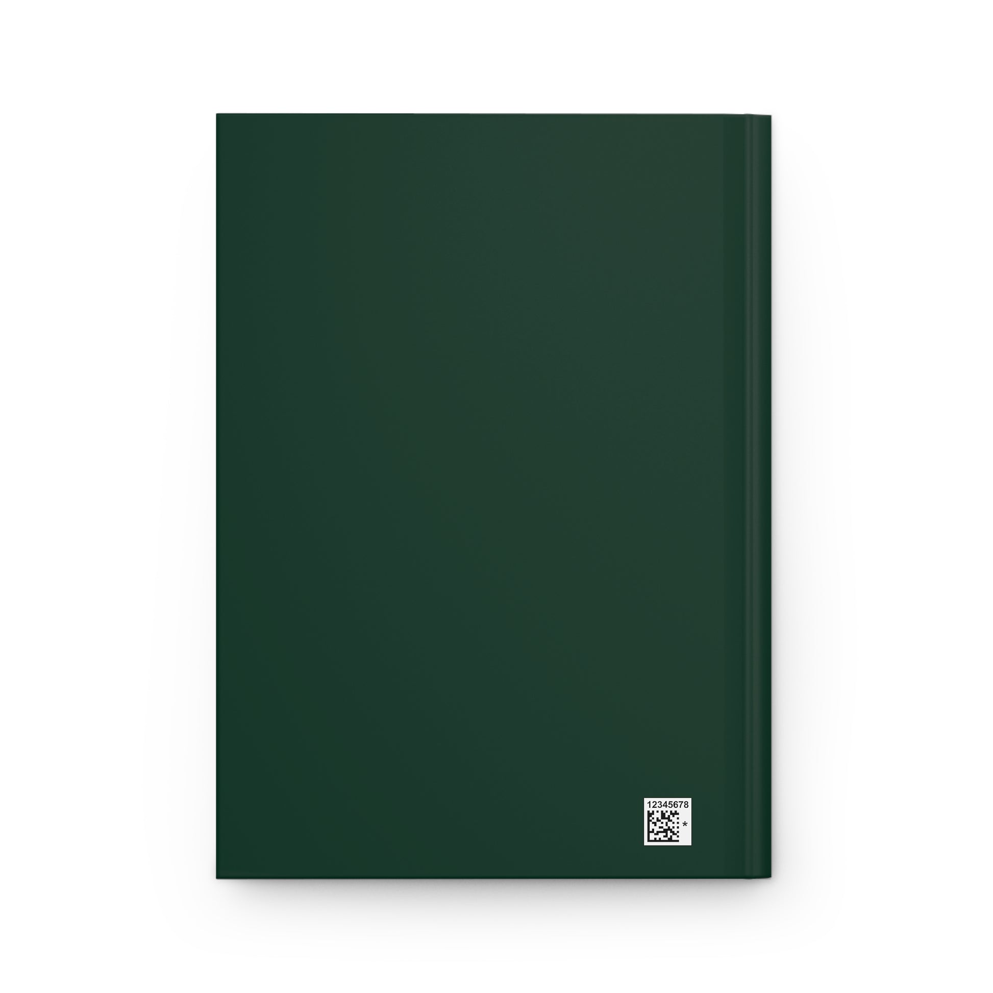 Back cover of a dark green Quran journal with a clean, minimal design.