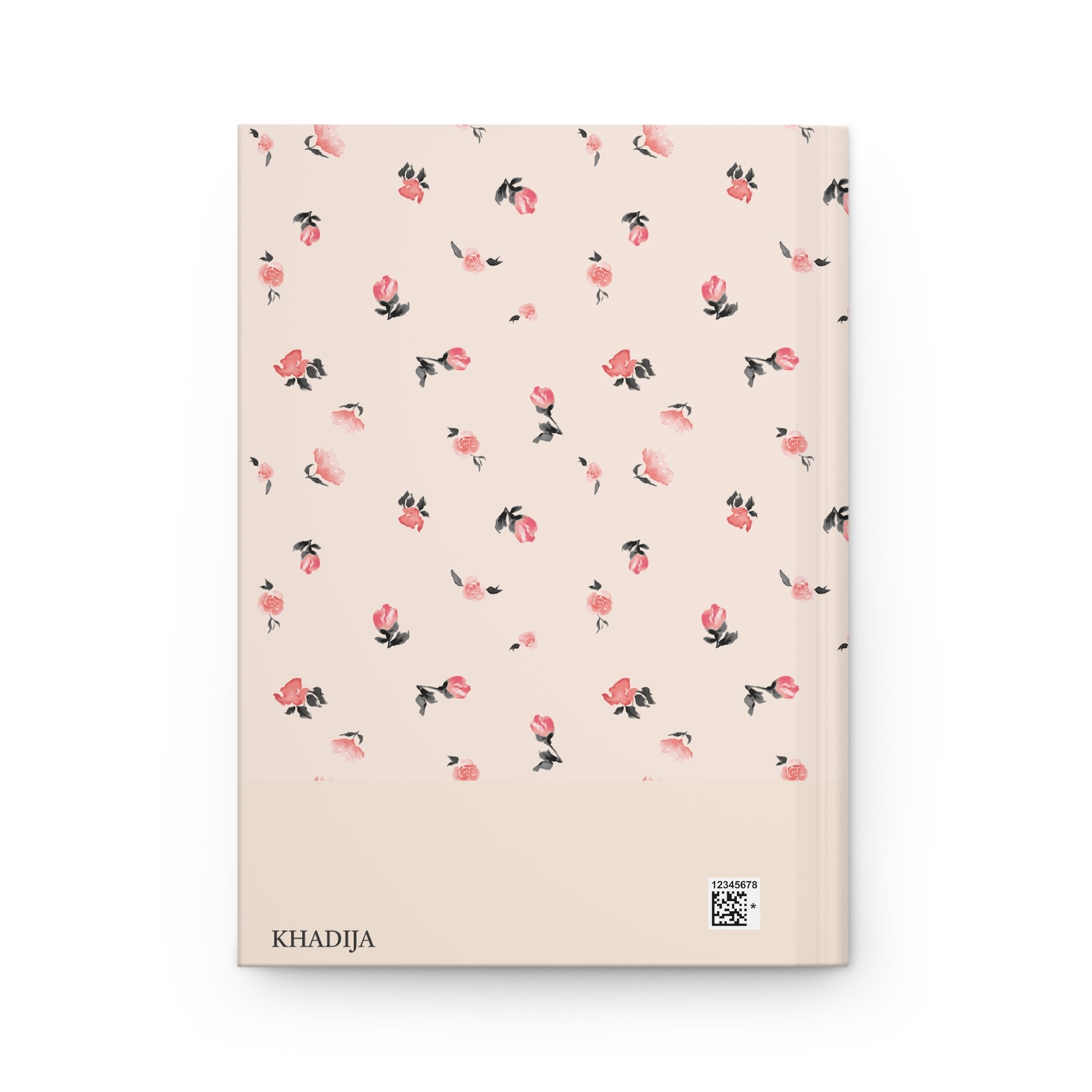Quran Notebook with floral pattern on a back cover, featuring the personalizable name "KHADIJA"