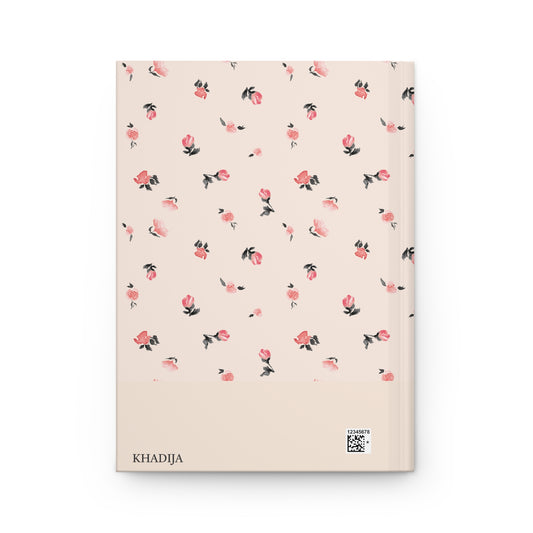 Quran Notebook with floral pattern on a back cover, featuring the personalizable name "KHADIJA"