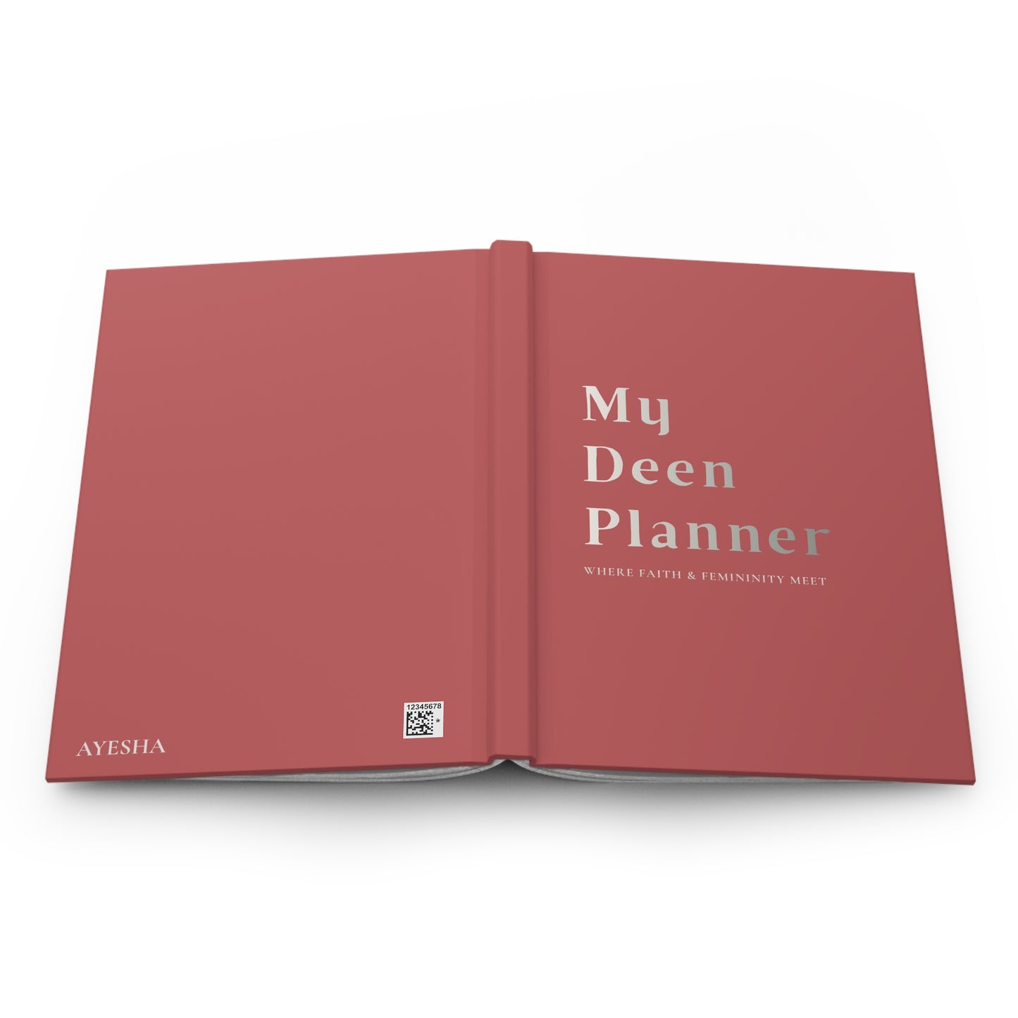 Full product view of "My Deen Planner" with clean typographic cover.