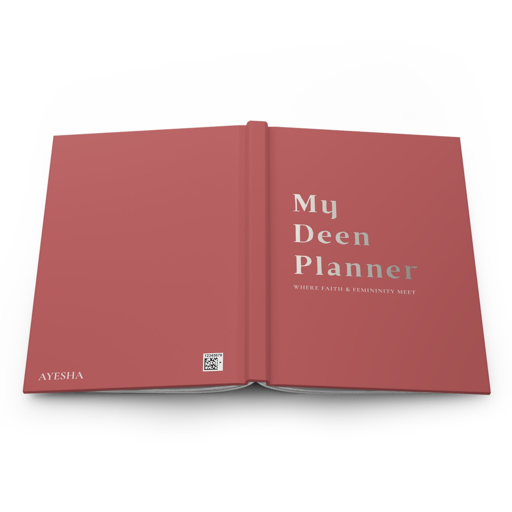Full product view of "My Deen Planner" with clean typographic cover.