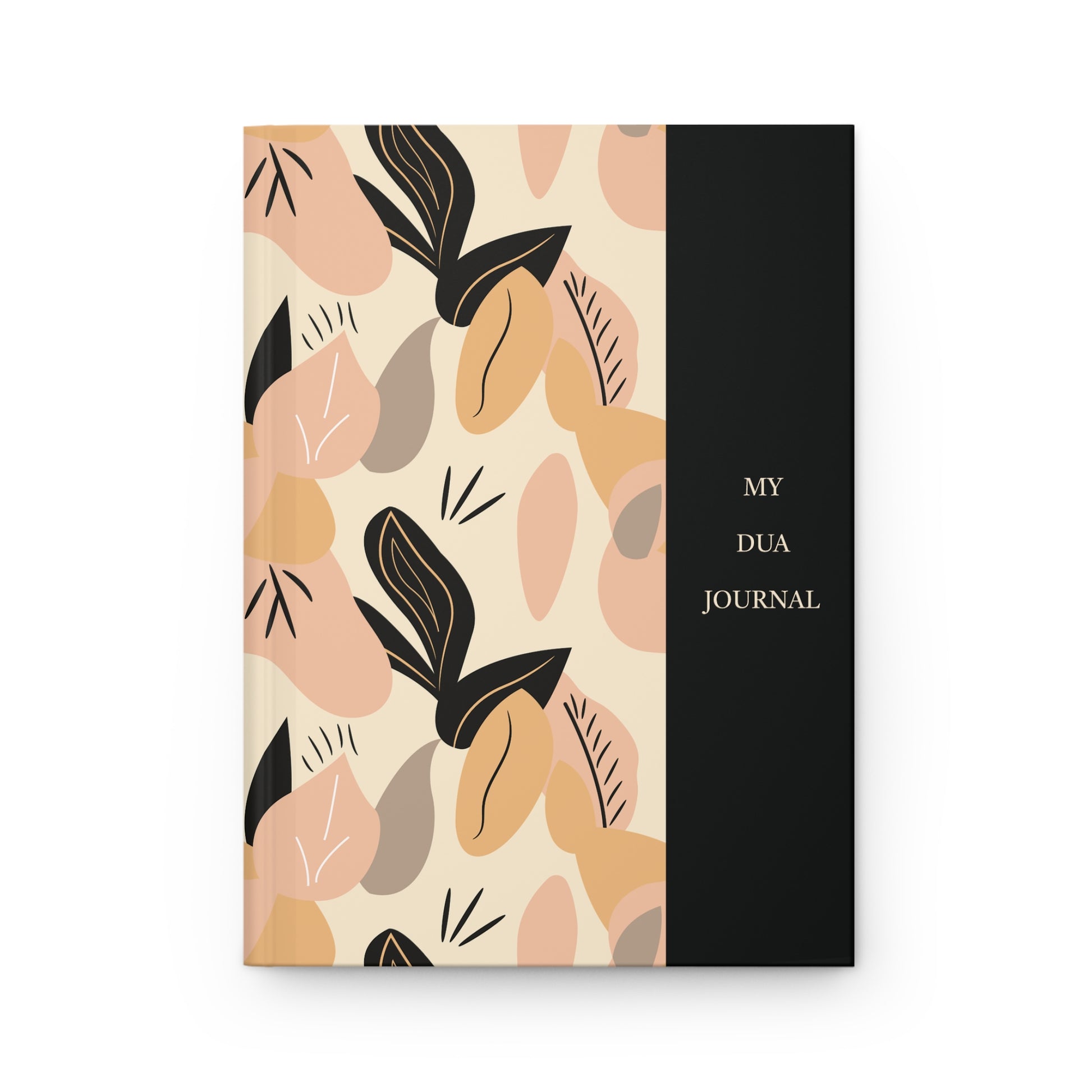 Personalized Dua Journal with abstract leaf design on front cover.