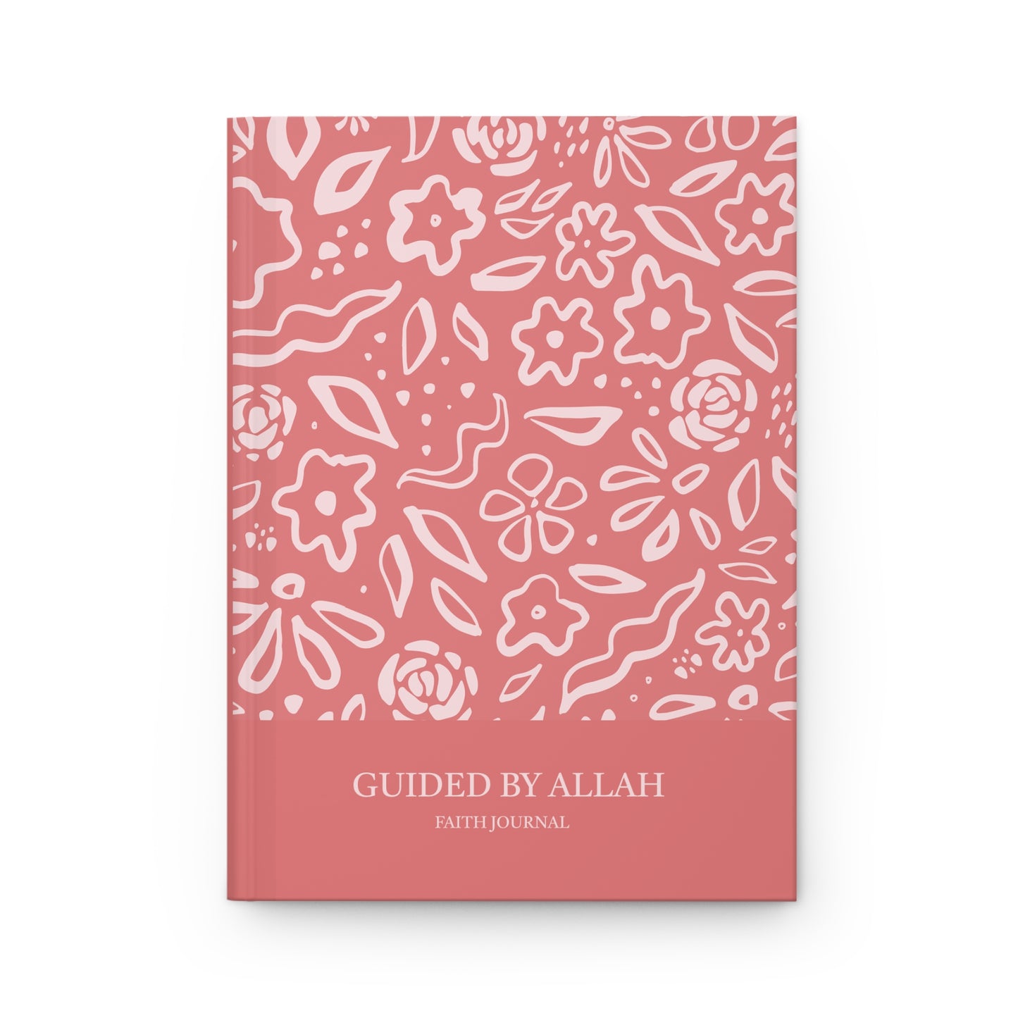 Muslimah Pink journal with floral patterns and 'Guided by Allah' texts. 